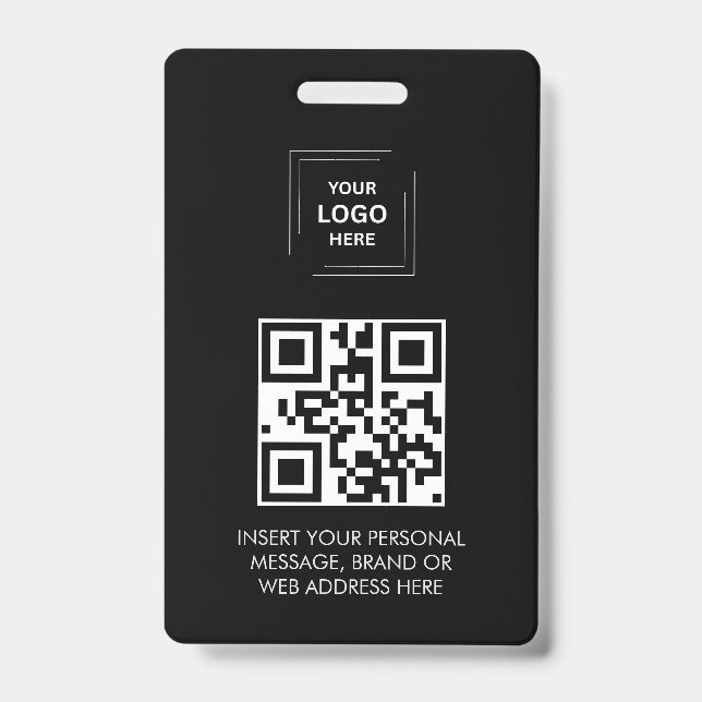 Digitale schwarze QR-Event-Identitätsgestaltung Ausweis (Vorderseite)