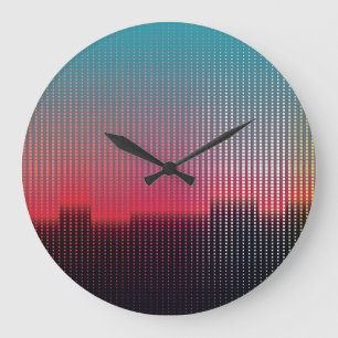 Digitale Stadtplätze: futuristische Weichheit. Große Wanduhr