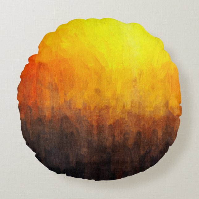 Digitale Struktur der Malerei. Abstrakte Kunst Rundes Kissen (Vorderseite)