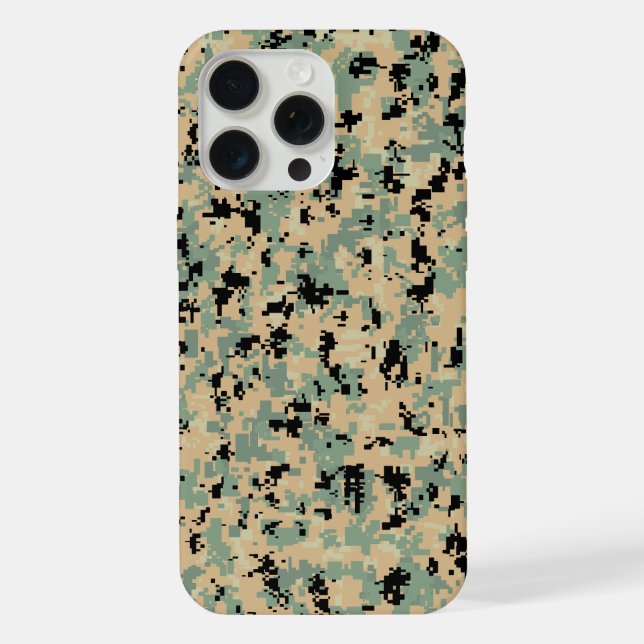 Digitale Tarnung – Tan-Green SM-Tarnmuster iPhone Hülle (Rückseite)