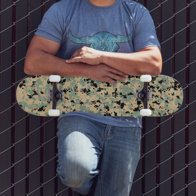 Digitale Tarnung – Tan-Grün MED-Tarnmuster Skateboard (Außenbereich 3)