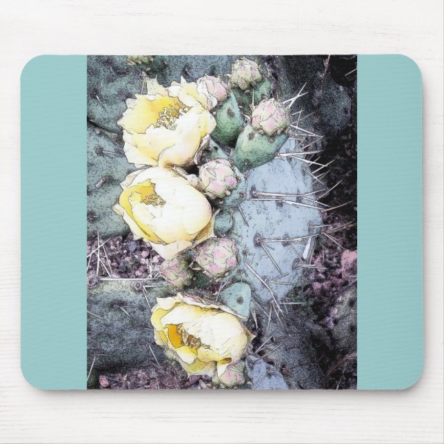 Digitale Tintenaufnahme der Cactus Blume Mousepad (Vorne)