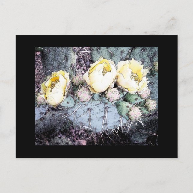 Digitale Tintenaufnahme der Cactus Blume Postkarte (Vorderseite)