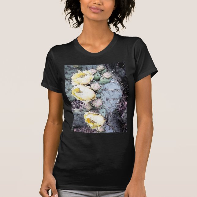 Digitale Tintenaufnahme der Cactus Blume T-Shirt (Vorderseite)