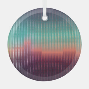 Digitale urbane Landschaft, bunte Plätze. Ornament Aus Glas