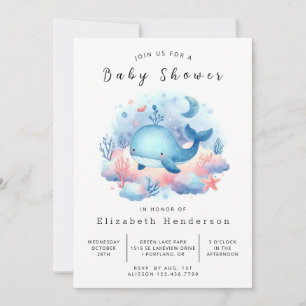 Digitale Whale-Babydusche Einladung
