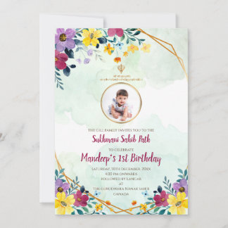 Digitaler 1. Geburtstag Sukhmani Sahib-Pfad einlad Einladung