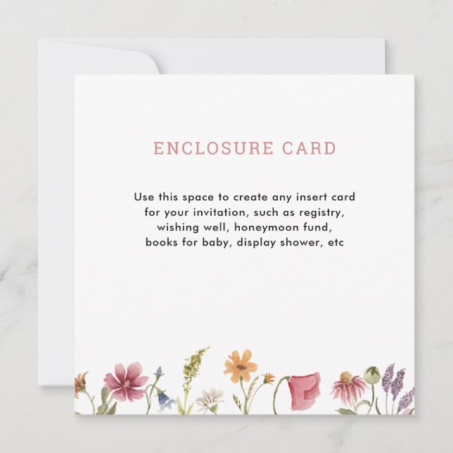 Digitaler Aquarellgarten Wildblume Square Einladung (Vorderseite)