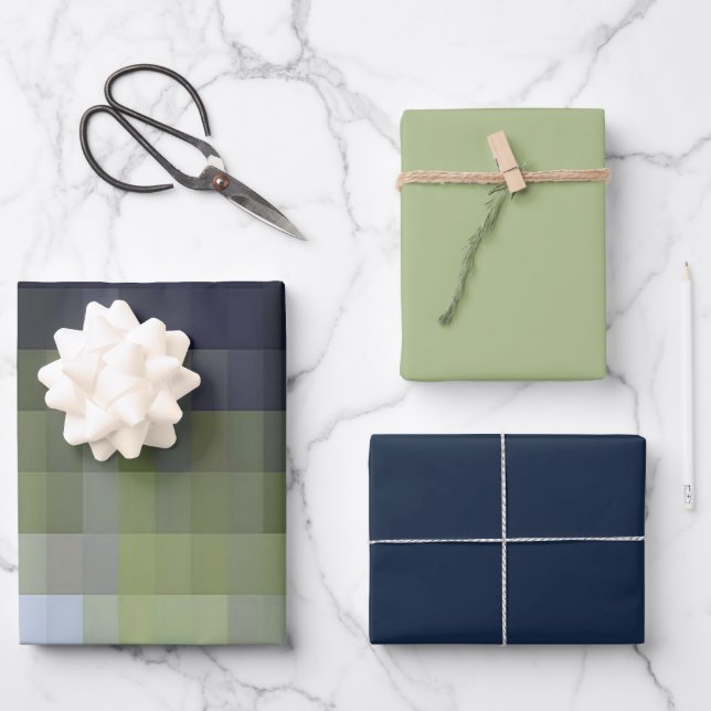 Digitaler Blaugrün Chic Farbgebung Design Geschenkpapier Set (Vorderseite)