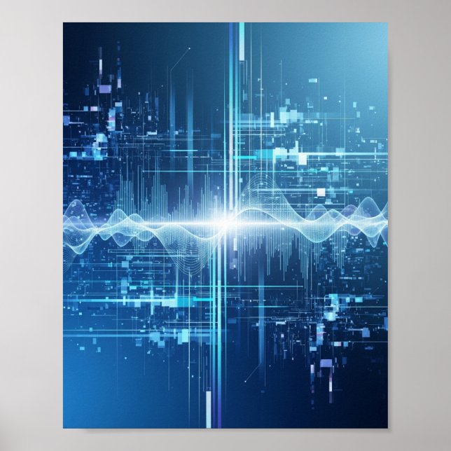 Digitaler Datenfluss - Tech Wall Art Poster (Vorne)