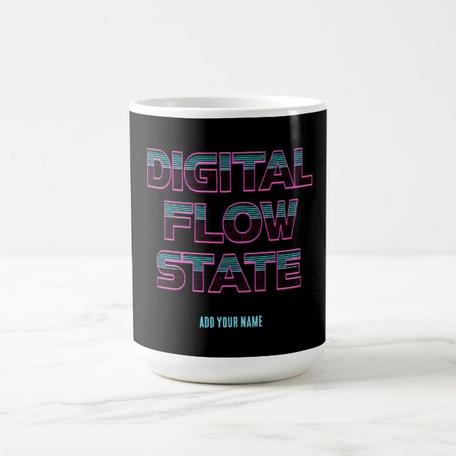Digitaler Flow-Zustand Retro-Neon-80er-Gaming-Ästh Kaffeetasse (Mittel)