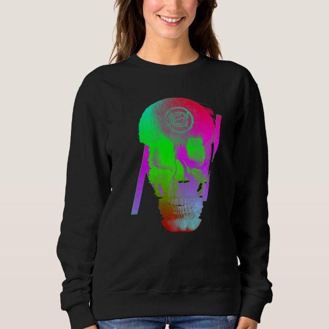Digitaler Geist-Schädel-Glitch Sweatshirt (Vorderseite)