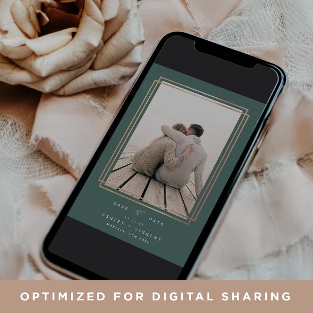 DIGITALER geometrischer Rahmen | Vertikales Foto Save The Date (Von Creator hochgeladen)