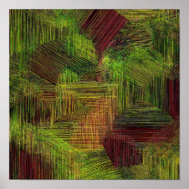 Digitaler Glitch-Geometrischer Stoffmuster Poster