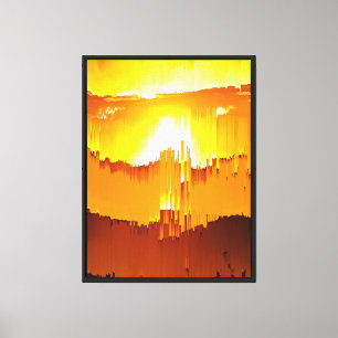 Digitaler Glitch-Sonnenuntergang-Horizont Leinwanddruck