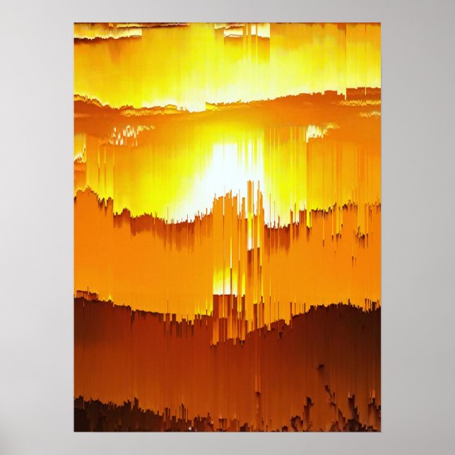 Digitaler Glitch-Sonnenuntergang-Horizont Poster (Vorne)