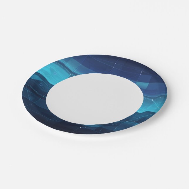 Digitaler High-Tech-Hintergrund Pappteller (Schrägansicht)