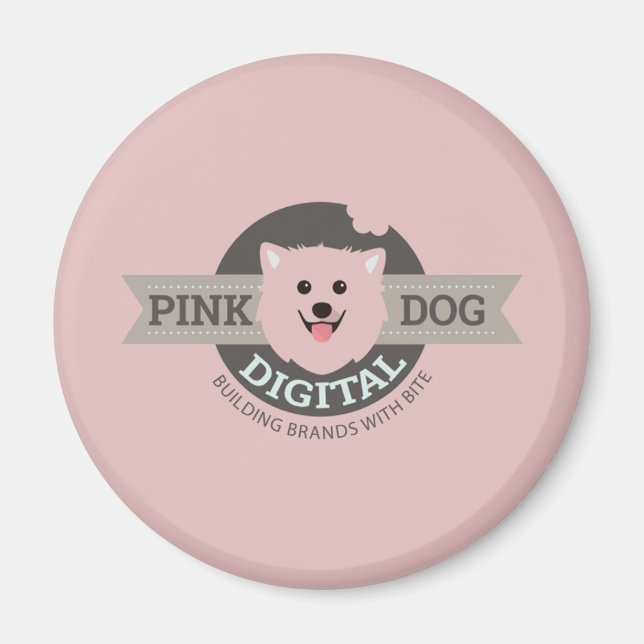 Digitaler Kühlschrankmagnet Pink Dog Magnet (Vorne)