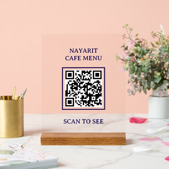 Digitaler Menütemplate mit QR-Code Acrylschild (Hochzeit)