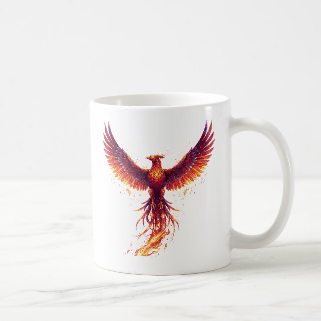 Digitaler Phönix Wiedergeburtsgeist Kaffeetasse (Rechts)