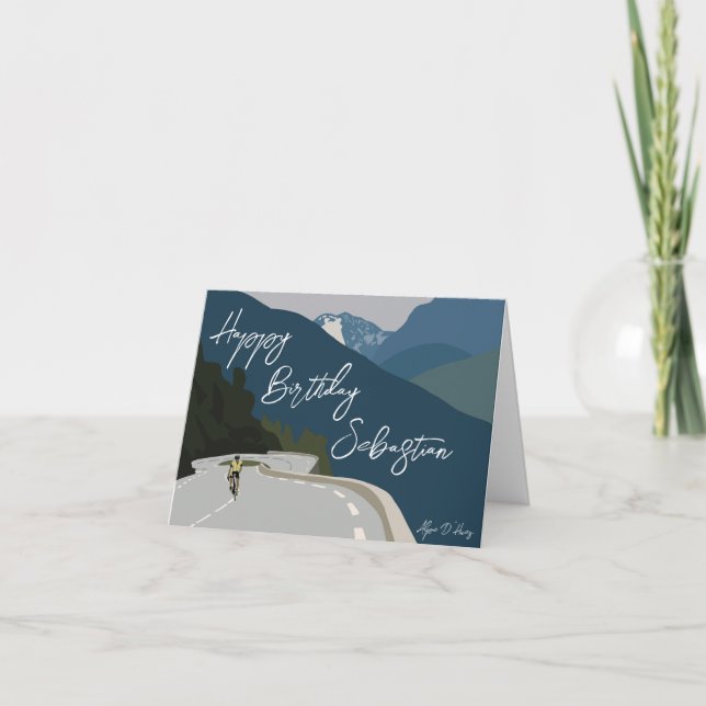 Digitaler Print-Geburtstag des Fahrradfahrers Dankeskarte (Vorderseite)