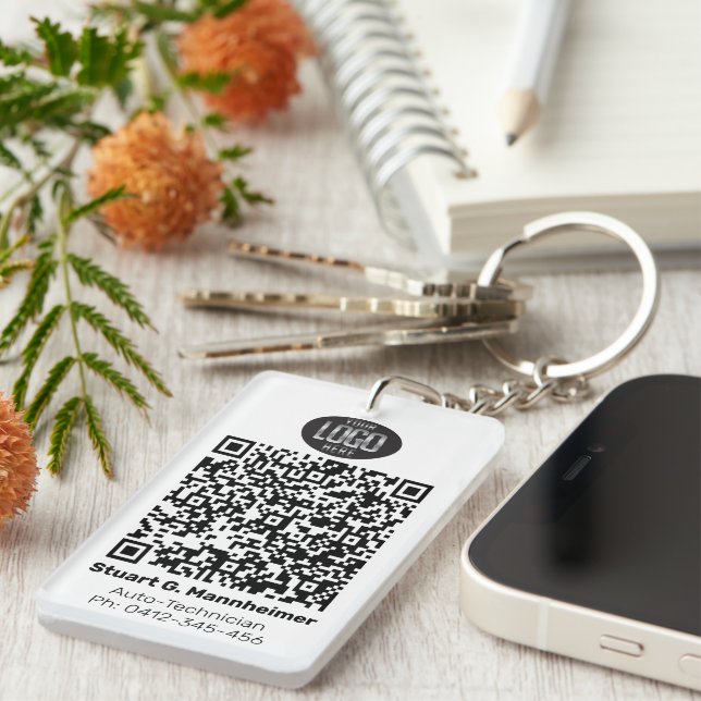 Digitaler QR-Code für Ihr Logo-Foto Schlüsselanhänger (Vorderseite rechts)