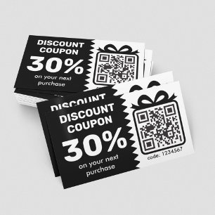 Digitaler Rabattcoupon mit dem QR-Code-Logo schwar Visitenkarte