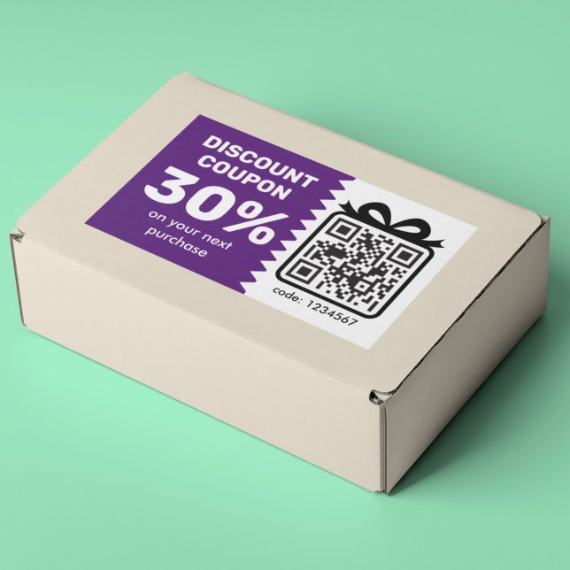 Digitaler Rabattcoupon mit QR-Code und Logo Rechteckiger Aufkleber (Von Creator hochgeladen)