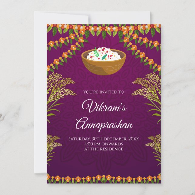 Digitaler Reis fütternd laden Annaprasan-Einladung Einladung (Vorderseite)