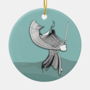 Digitaler Samurai Keramik Ornament