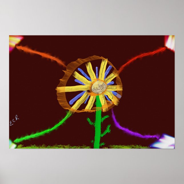 Digitaler Sonnenblumenposter Poster (Vorne)