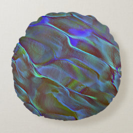 Digitaler Stein in satinfarbenem Blau Rundes Kissen