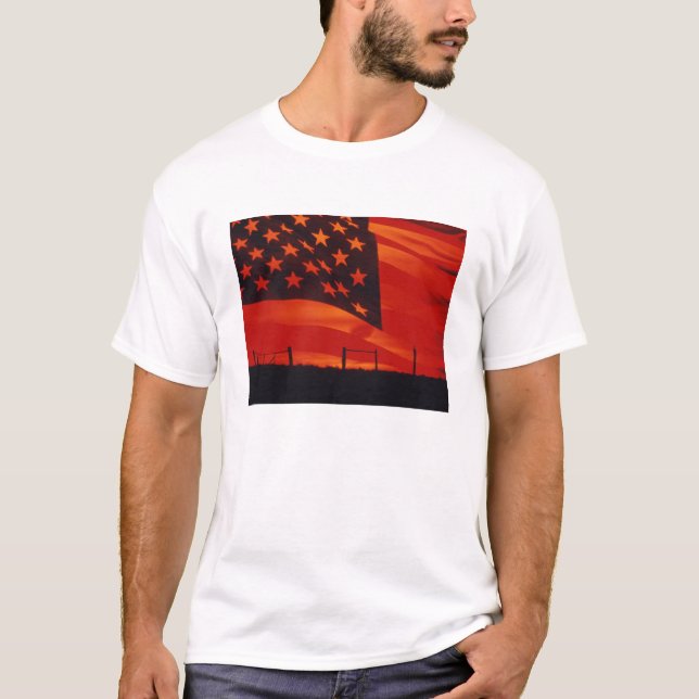 Digitaler Verbund der amerikanischen Flagge T-Shirt (Vorderseite)