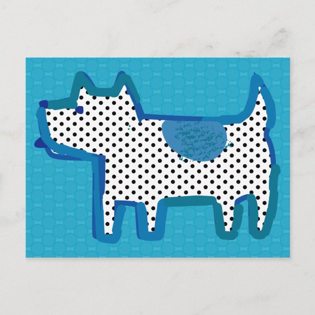 Digitales Bild "Blauer Hund" Postkarte (Vorderseite)