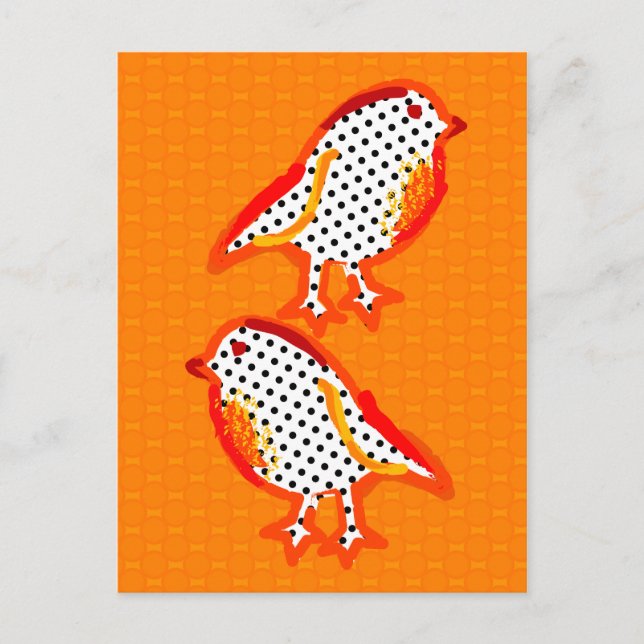 Digitales Bild "Orangenvögel" Postkarte (Vorderseite)