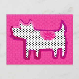 Digitales Bild "Rosa Hund" Postkarte