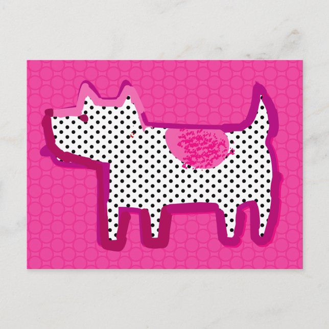 Digitales Bild "Rosa Hund" Postkarte (Vorderseite)