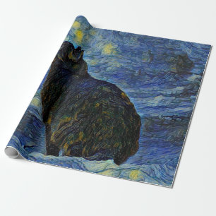 Digitales Bild Shambhala Katze in Vincent Van Gogh Geschenkpapier