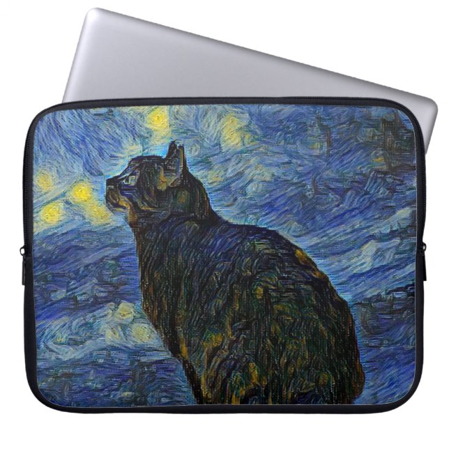 Digitales Bild Shambhala Katze in Vincent Van Gogh Laptopschutzhülle (Vorderseite)