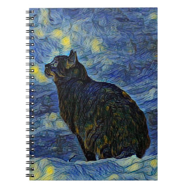 Digitales Bild Shambhala Katze in Vincent Van Gogh Notizblock (Vorderseite)
