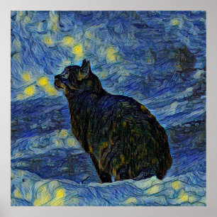 Digitales Bild Shambhala Katze in Vincent Van Gogh Poster