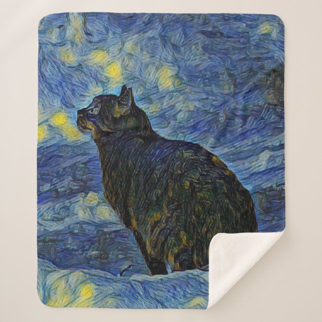 Digitales Bild Shambhala Katze in Vincent Van Gogh Sherpadecke (Vorderseite)