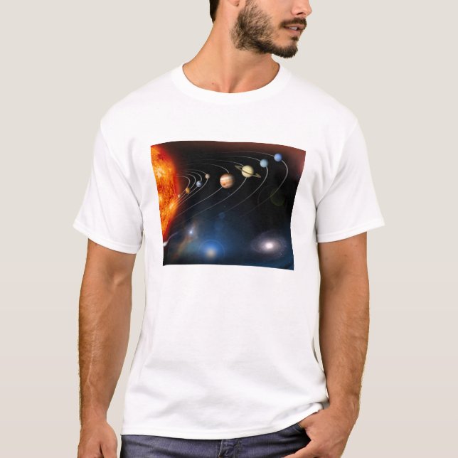 Digitales Bild unseres Sonnensystems T-Shirt (Vorderseite)