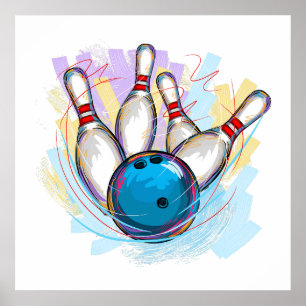Digitales Bowling-Design Poster