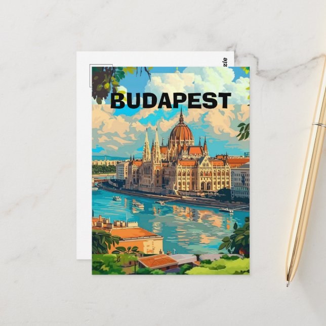 Digitales BUDAPEST Überraschungsreise-Ticket, Unga Postkarte (Vorderseite/Rückseite Beispiel)