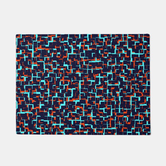 Digitales Camouflage Blau- und Orangefarbenes Must Fußmatte (Vorderseite)