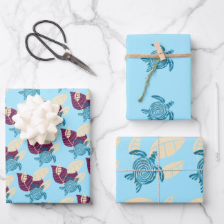Digitales Design der Blue Ocean Turtle Geschenkpapier Set