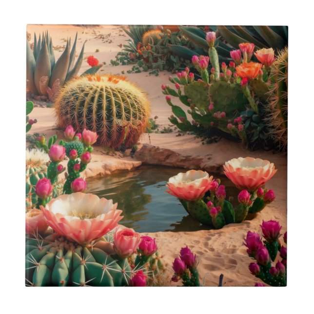 Digitales Foto Wüstenoase Blume Keramik Tile Fliese (Vorderseite)