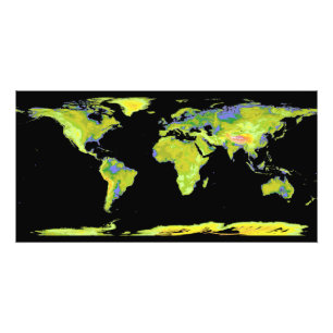 Digitales Höhenmodell der Kontinente auf Ea Fotodruck