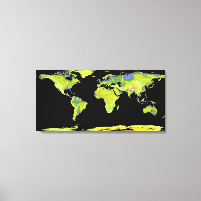 Digitales Höhenmodell der Kontinente auf Ea Leinwanddruck (Vorderseite)
